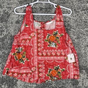 Lauren Conrad Tank Top XXL Pink Linen‎ Blend Resort Beach Cottagecore NEW